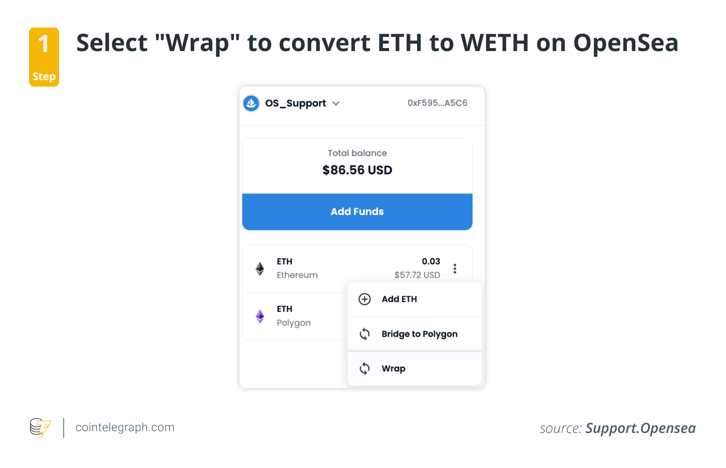 مرحله 1: wraps را انتخاب کنید و ETH را به WETH در OpenSea تبدیل کنید