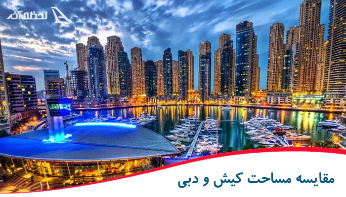 مقایسه مساحت کیش و دبی مقایسه مساحت کیش و دبی