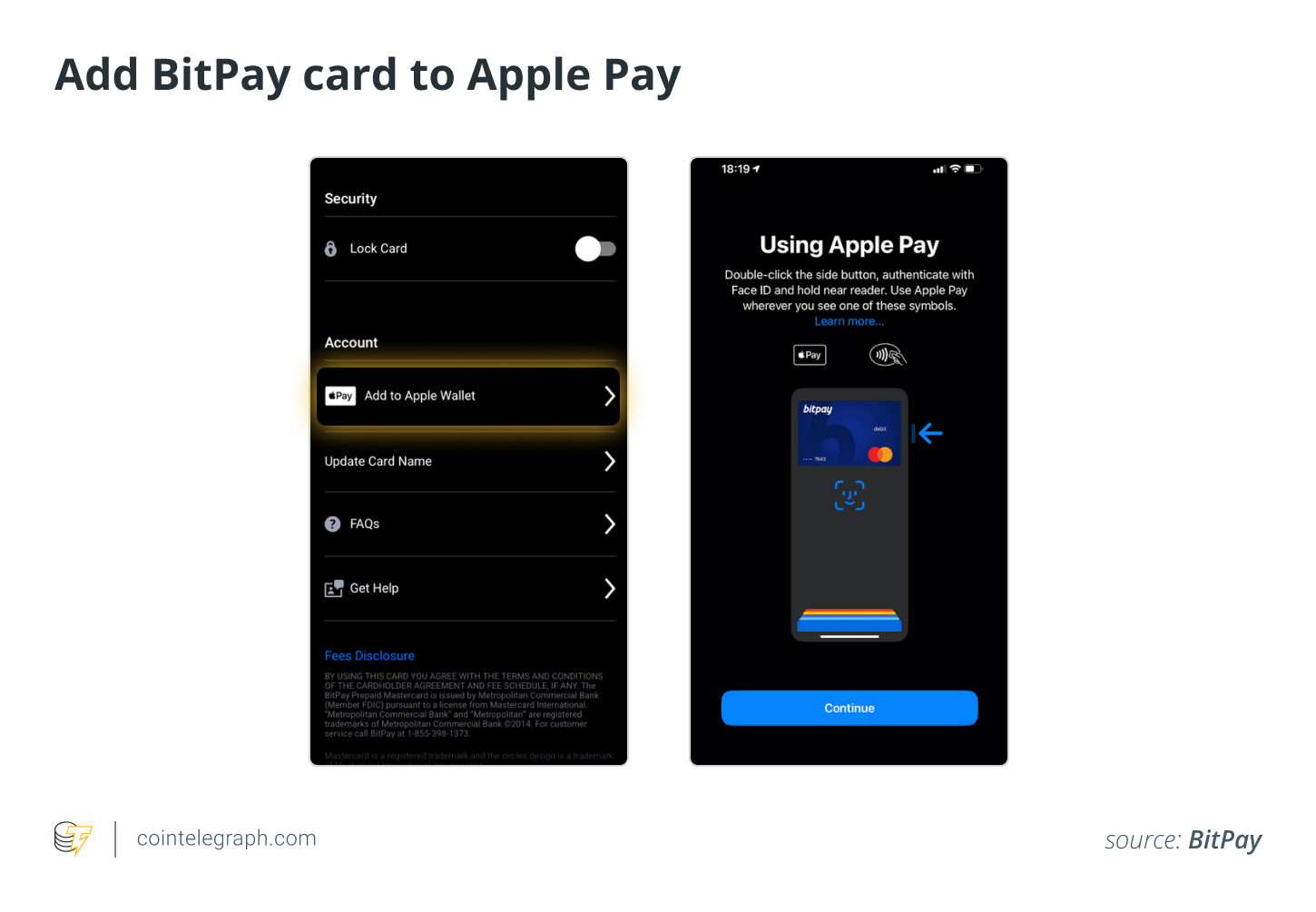 کارت BitPay را به Apple Pay اضافه کنید