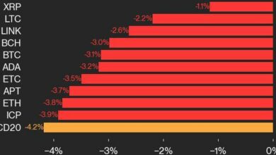 به‌روزرسانی عملکرد CoinDesk 20: عملکرد برتر XRP و LTC به عنوان بازار ارز دیجیتال سقوط می‌کند