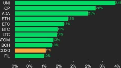 به‌روزرسانی عملکرد CoinDesk 20: UNI و ICP با افزایش ۱.۱ درصدی شاخص، پیشتاز افزایش هستند.
