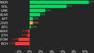 به‌روزرسانی عملکرد CoinDesk 20: افزایش سرب RNDR و SOL با افزایش شاخص