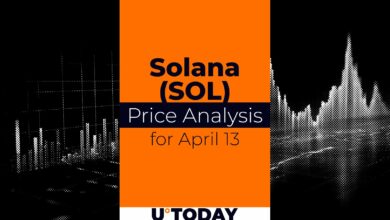تخمین قیمت سولانا (سمت چپ) برای ۱۳ آوریل